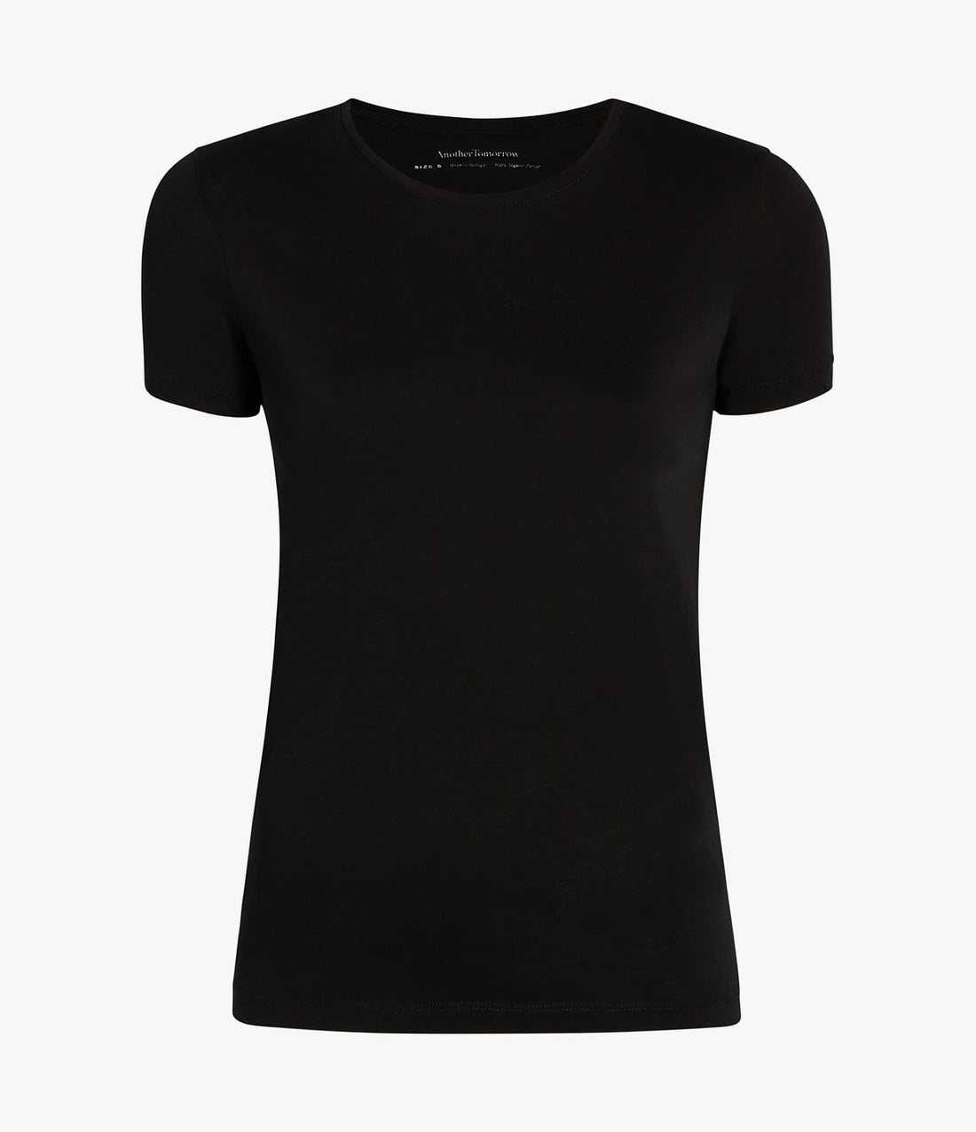 Another Tomorrow Crew Neck T-Shirt in Black – Cotton Women's Top