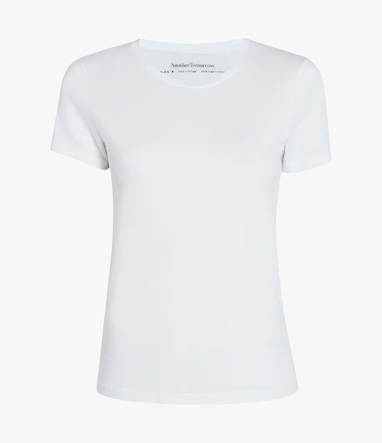 Another Tomorrow Crew Neck T-Shirt in White – Cotton Women's Top