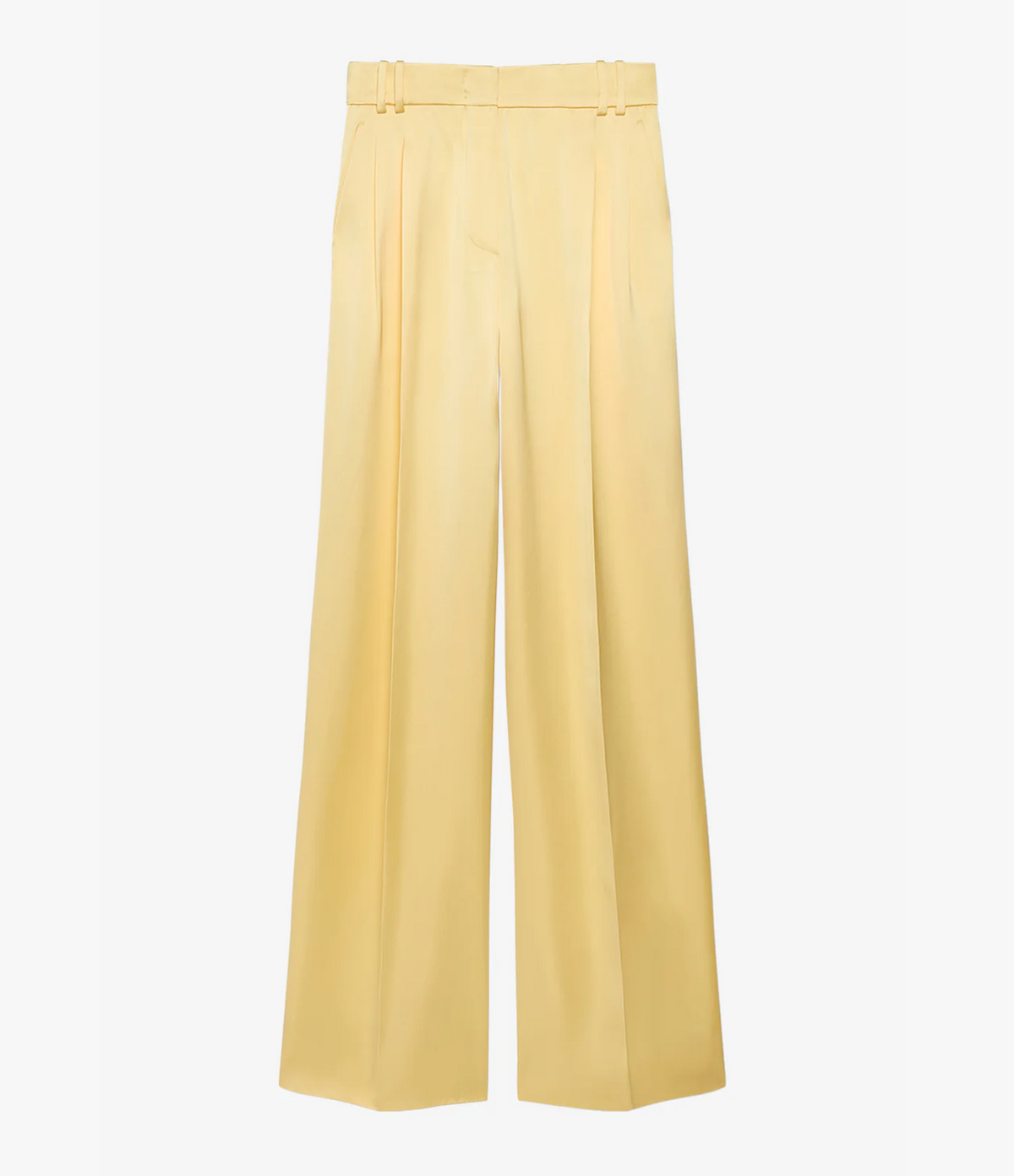 Another Tomorrow Satin Pleated Trouser in Daffodil – Satin Women's Trousers
