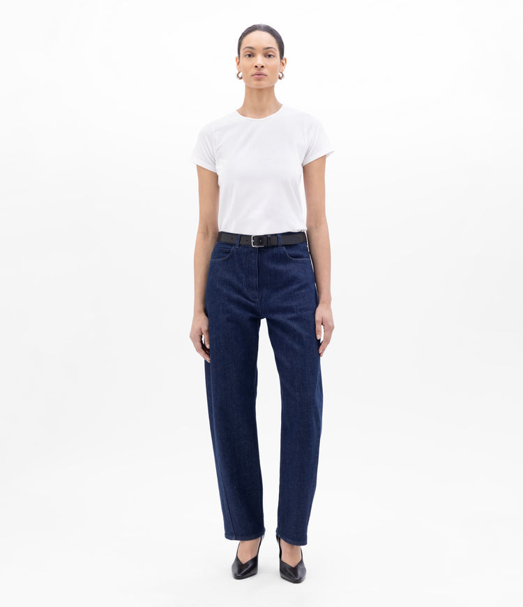 Another Tomorrow Curved Denim Pant in Rinsed – Denim Women's Trousers