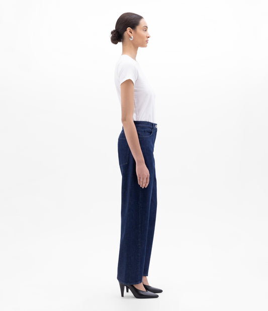 Another Tomorrow Curved Denim Pant in Rinsed – Denim Women's Trousers