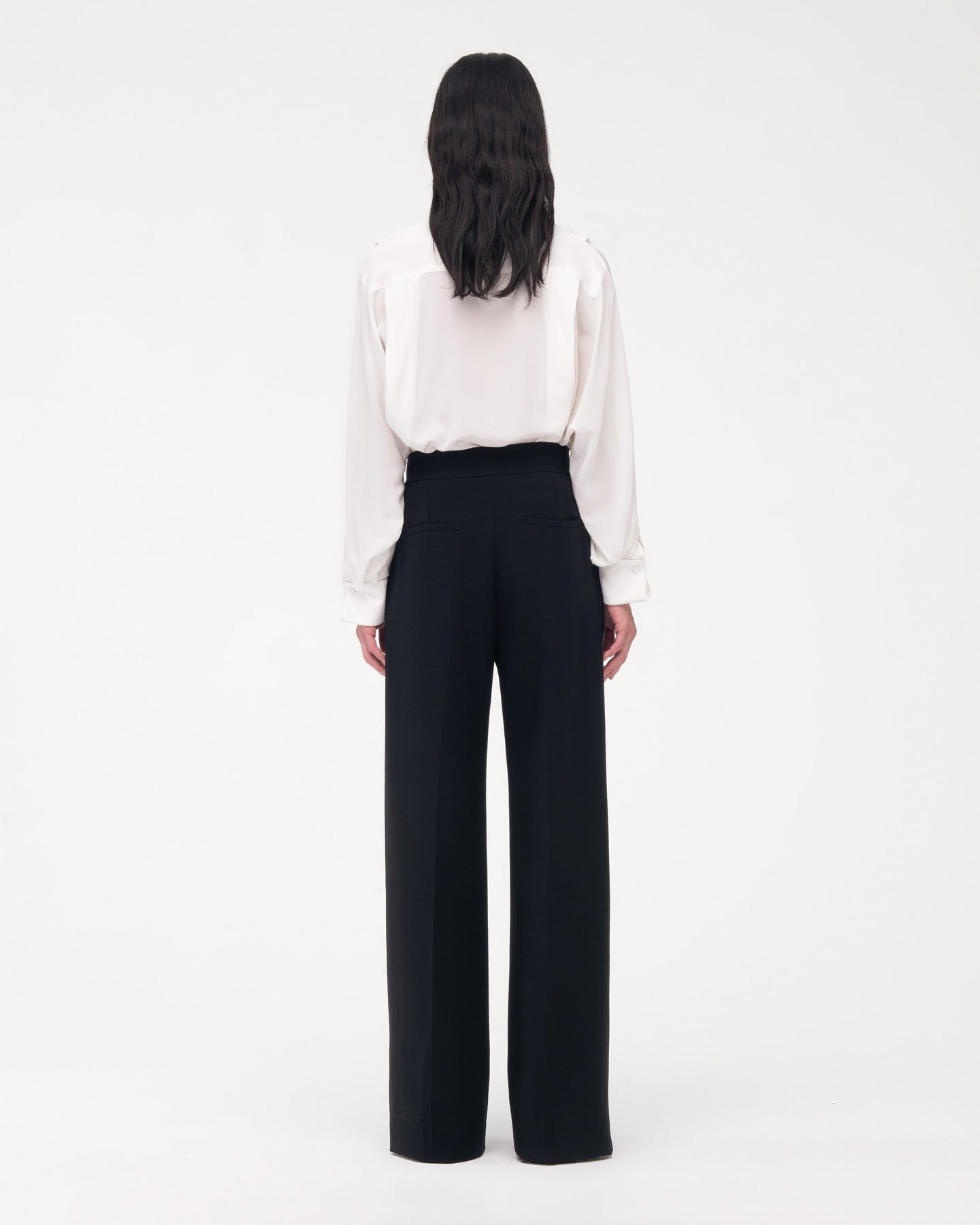 Another Tomorrow Doppio Wide Leg Pant in Black – Wool Women's Trousers