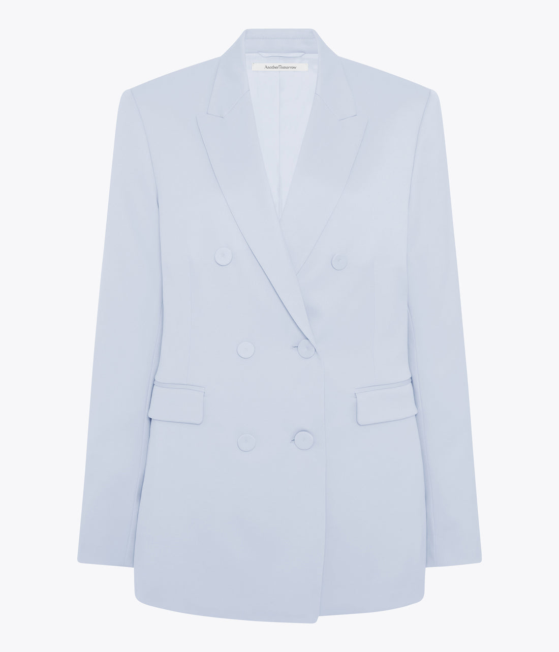 Another Tomorrow Double Breasted Jacket in Sky – Wool Women's Jacket