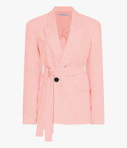 Linen Double Breasted Fitted Jacket | Seashell Pink