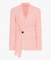 Another Tomorrow Double Breasted Fitted Jacket in Seashell Pink – Linen Women's Jacket