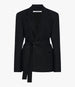 Another Tomorrow Double Breasted Fitted Jacket in Black – Linen Women's Jacket