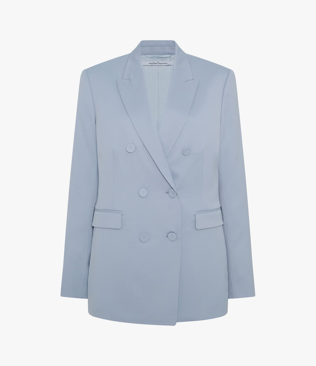 Another Tomorrow Double Breasted Jacket in Sky – Wool Women's Jacket