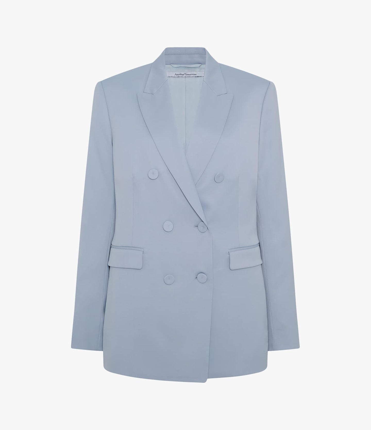 Another Tomorrow Double Breasted Jacket in Sky – Wool Women's Jacket