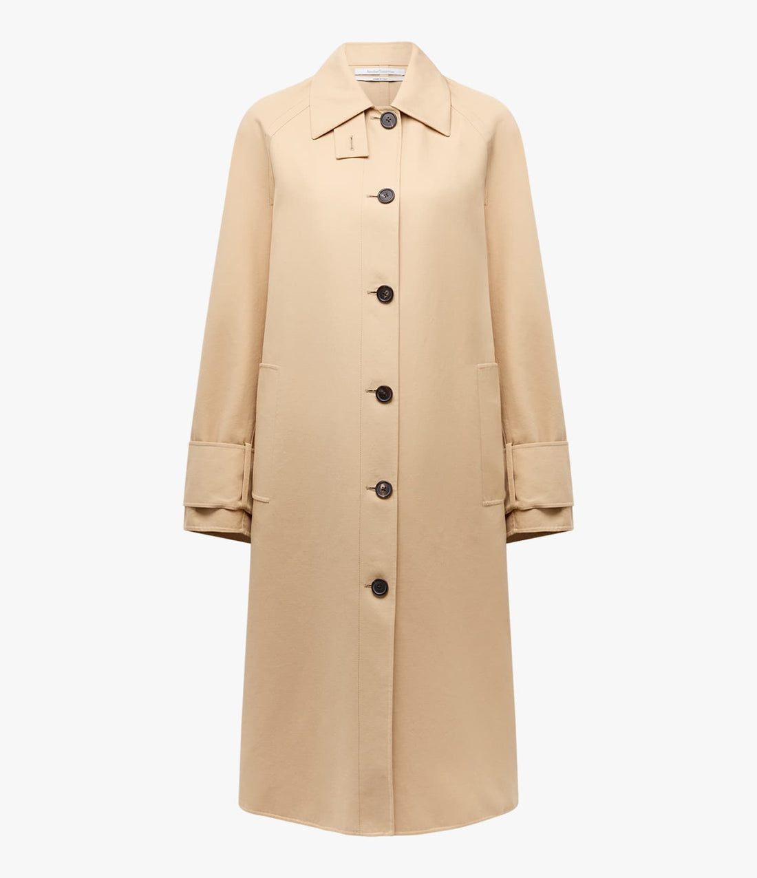 Another Tomorrow Double Face Balmacaan in Khaki – Cotton Women's Outerwear