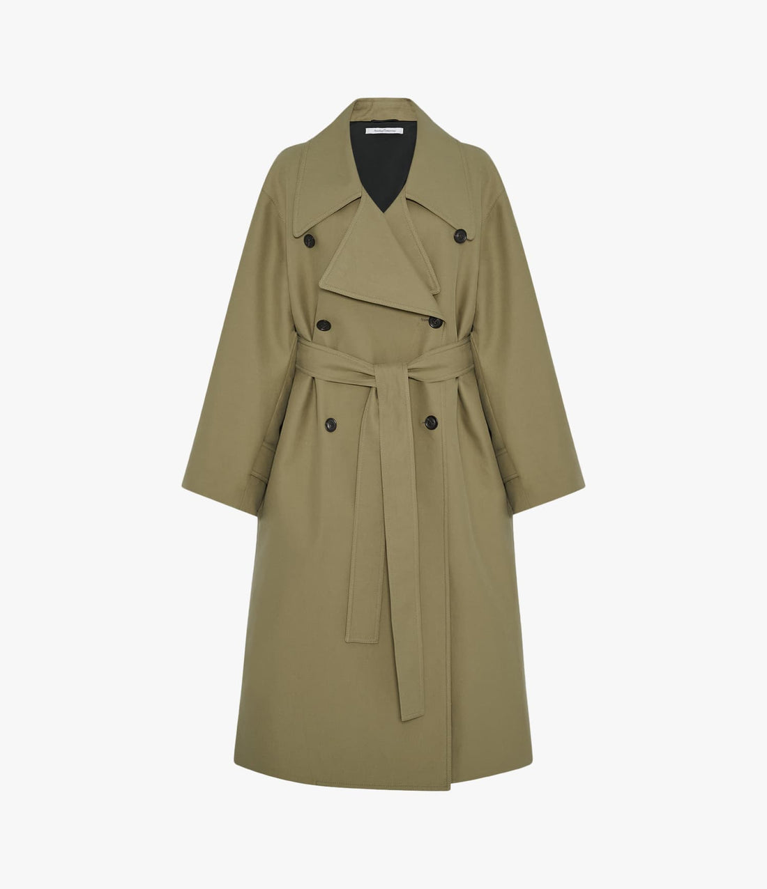 Another Tomorrow Double Face Trench in Olive – Cotton Women's Outerwear
