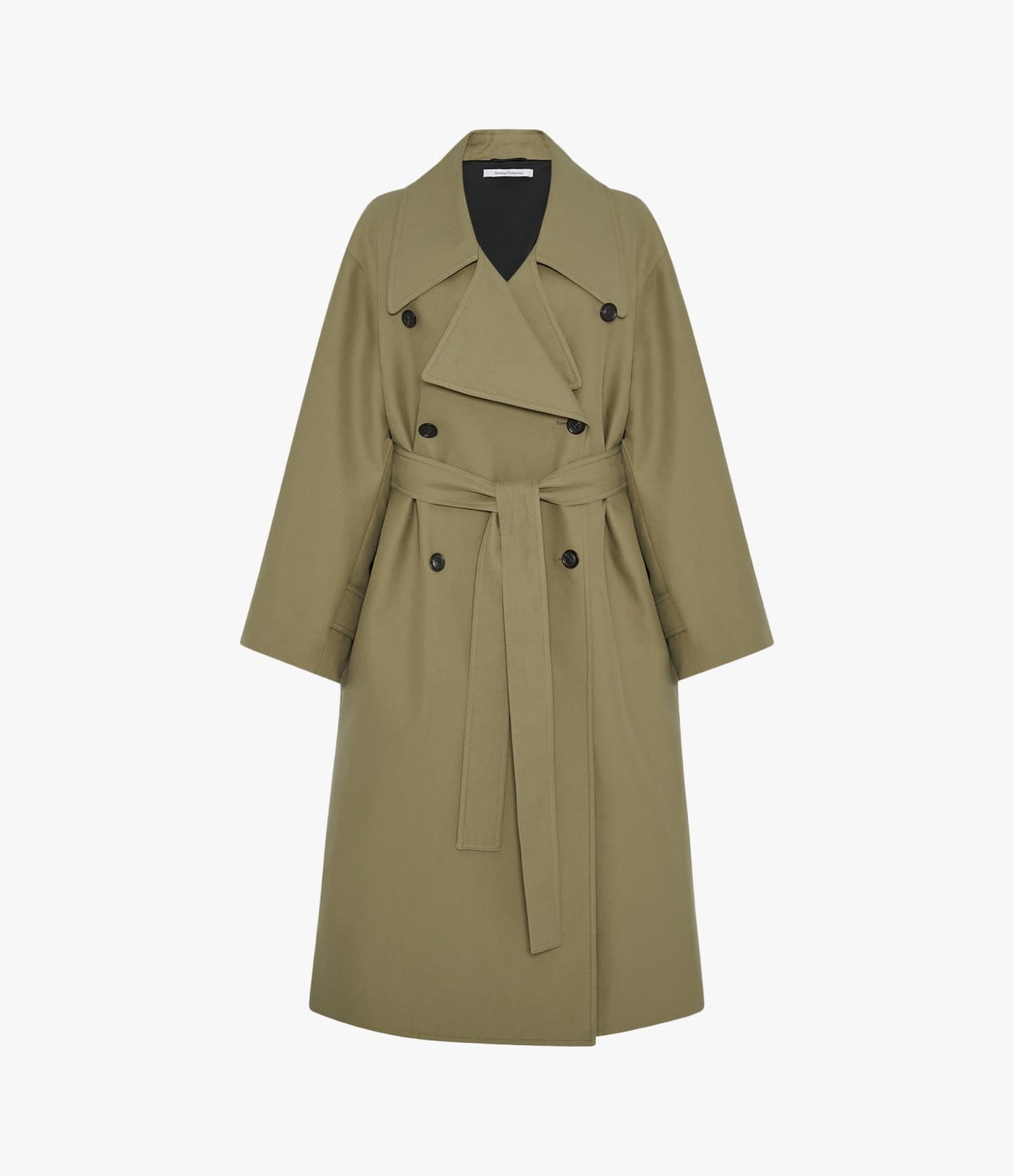 Another Tomorrow Double Face Trench in Olive – Cotton Women's Outerwear