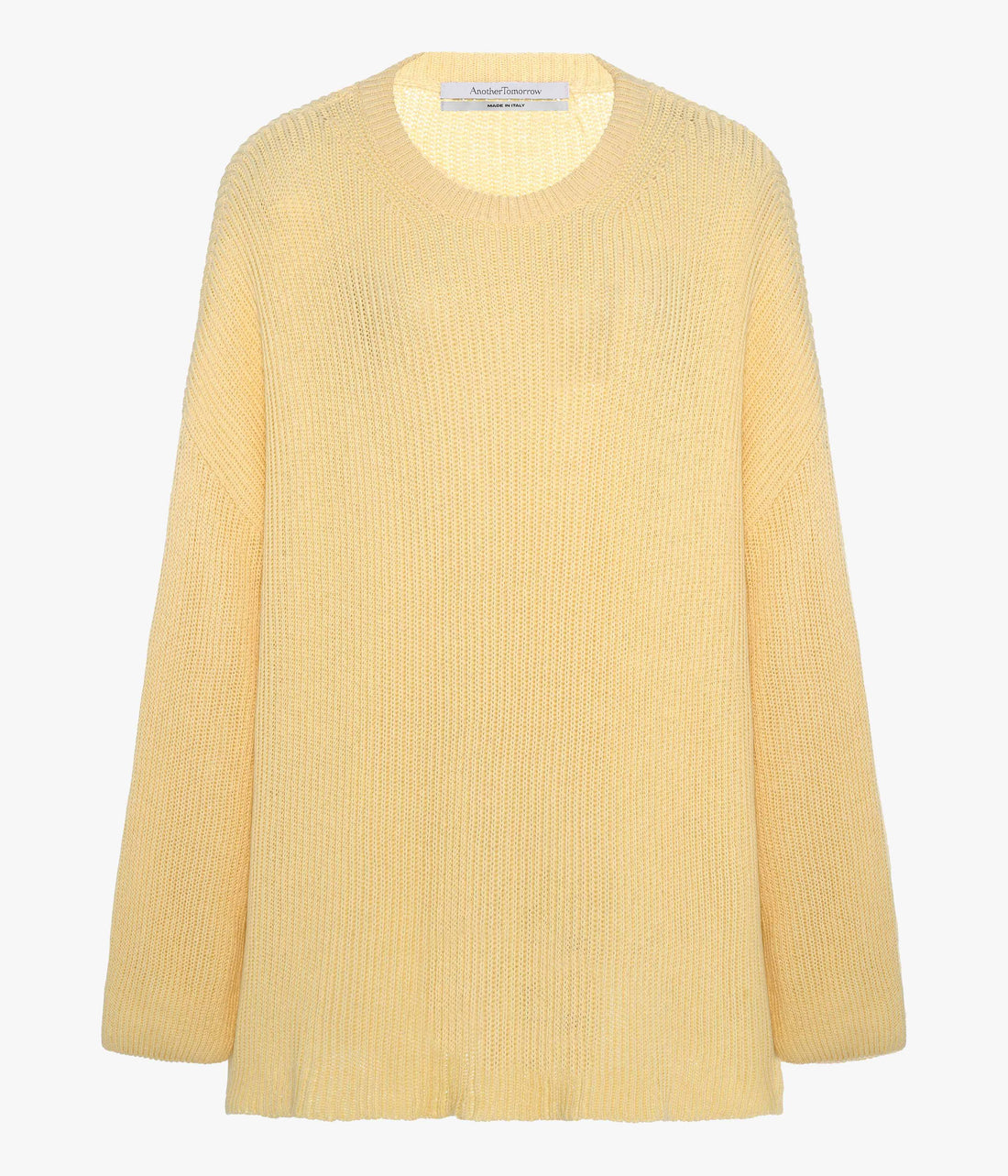 Another Tomorrow Draped Crew Knit in Sun – Cotton Women's Knitwear