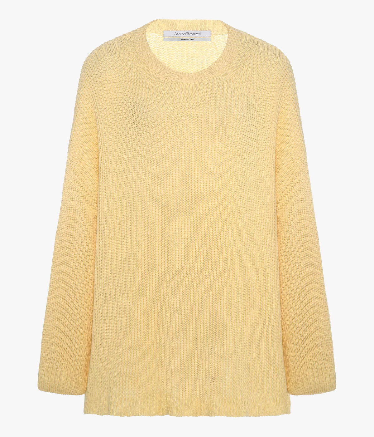 Another Tomorrow Draped Crew Knit in Sun – Cotton Women's Knitwear