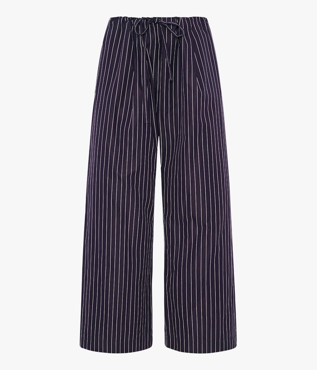 Another Tomorrow Drawcord Pant in Navy/White Stripe – Cotton Women's Trousers