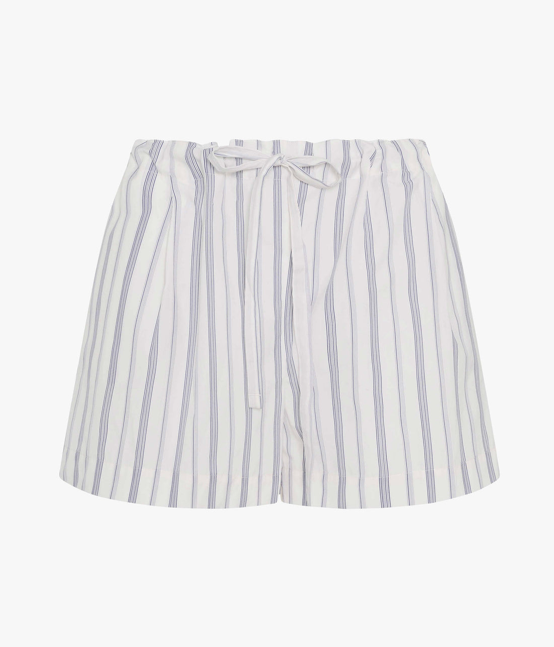 Another Tomorrow Drawcord Short in White/Navy Stripe – Cotton Women's Trousers