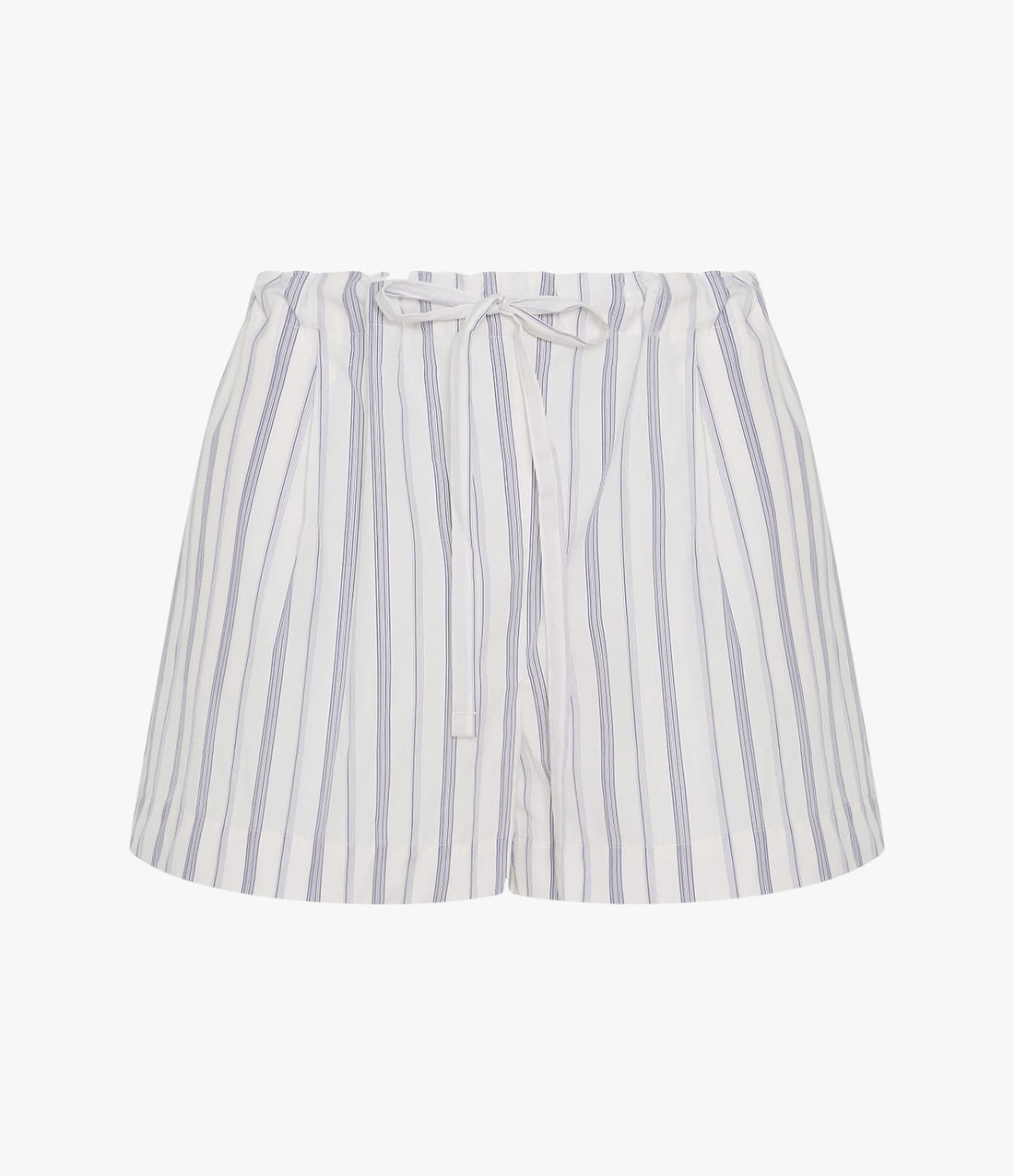 Another Tomorrow Drawcord Short in White/Navy Stripe – Cotton Women's Trousers