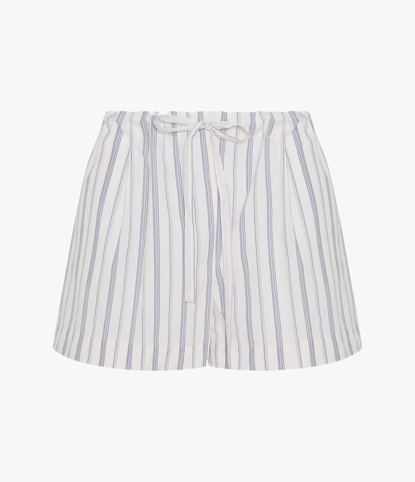 Another Tomorrow Drawcord Short in White/Navy Stripe – Cotton Women's Trousers
