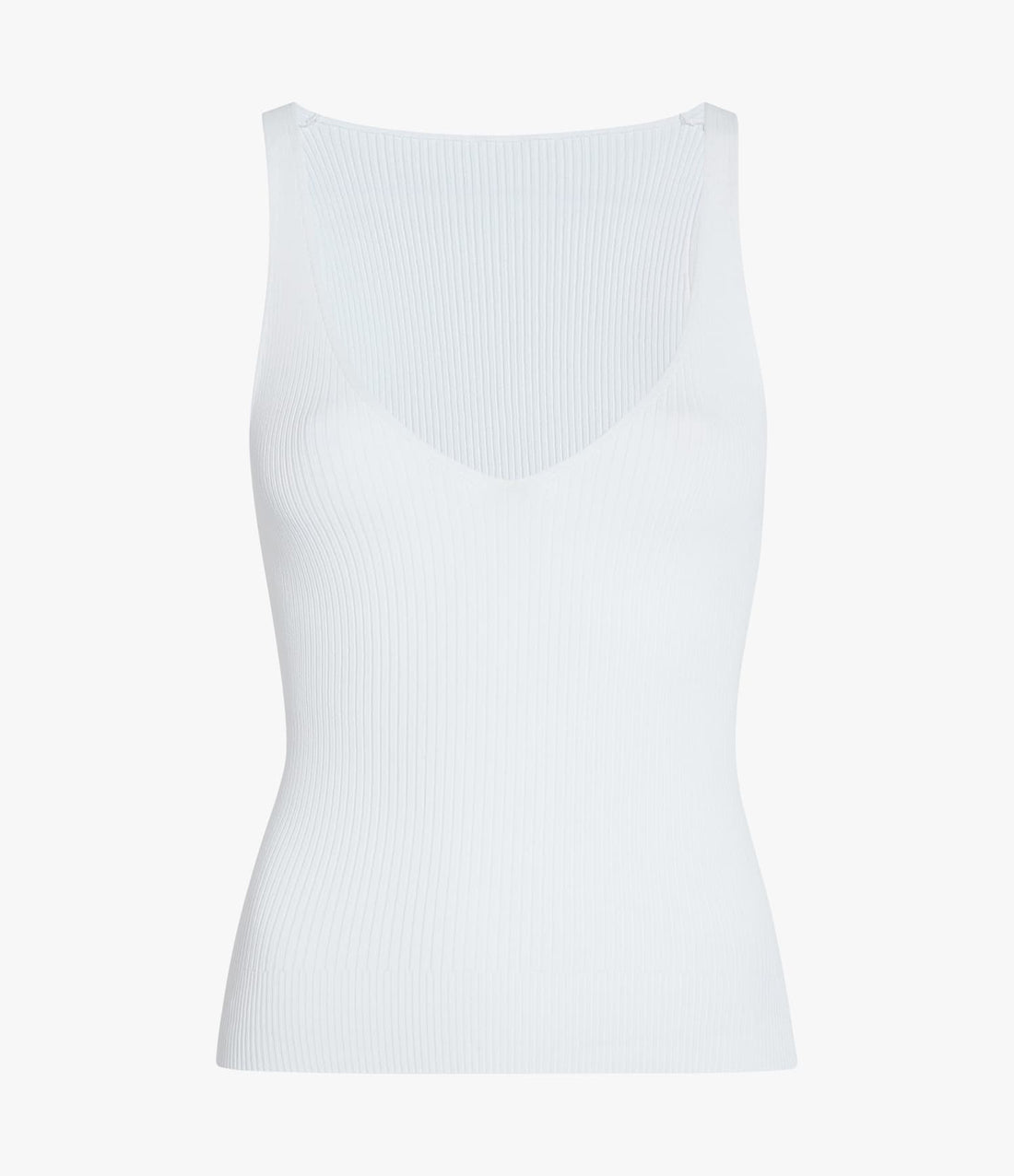 Another Tomorrow Deep V Tank Knit in White – Viscose Women's Knitwear