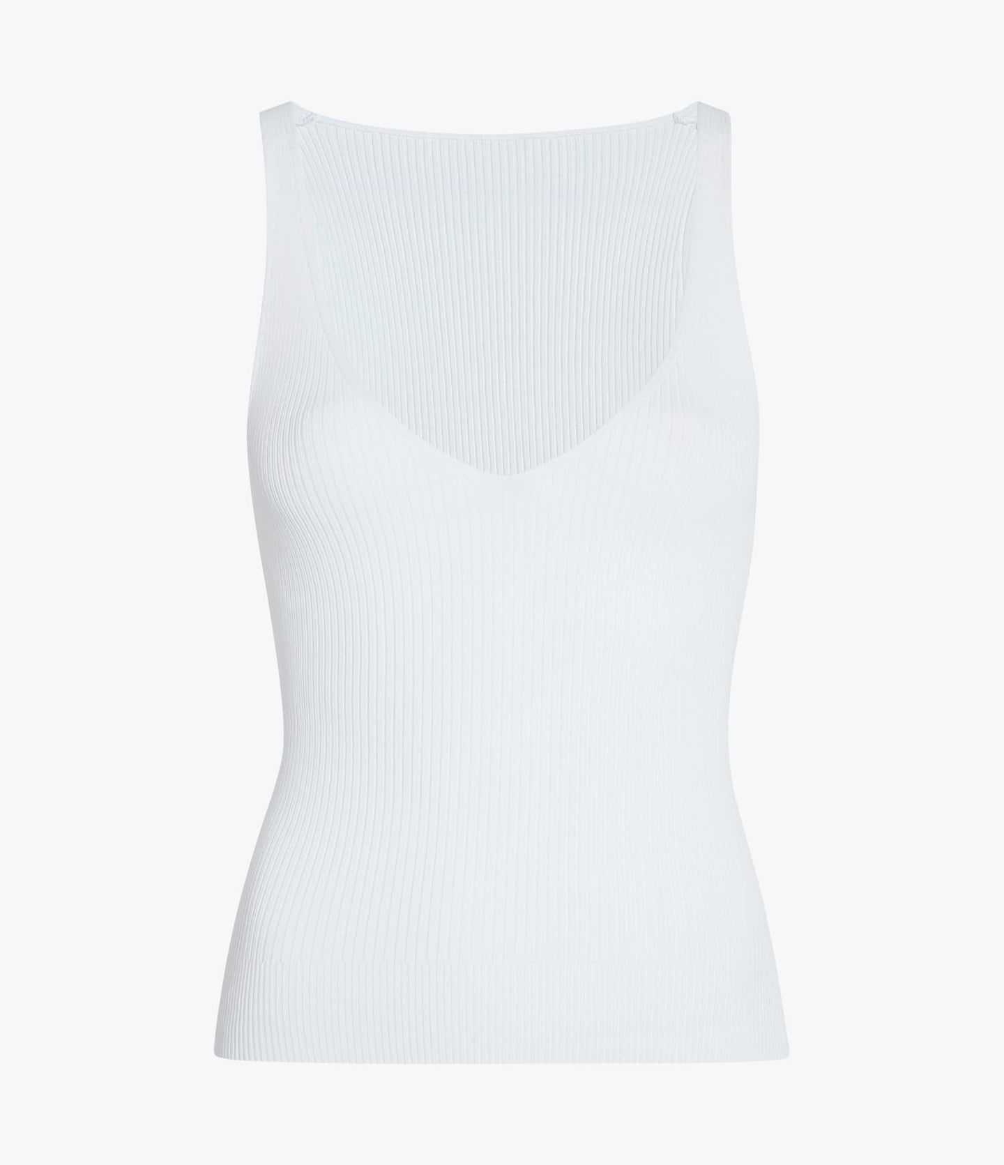 Another Tomorrow Deep V Tank Knit in White – Viscose Women's Knitwear