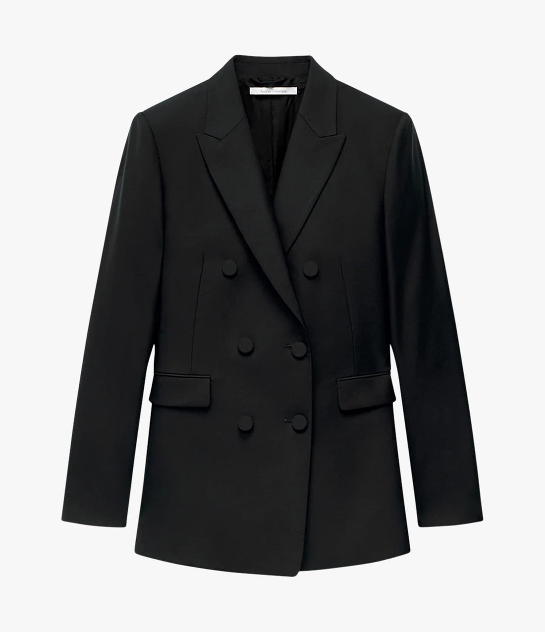 Another Tomorrow Double-Breasted Jacket in Black – Wool Women's Jacket