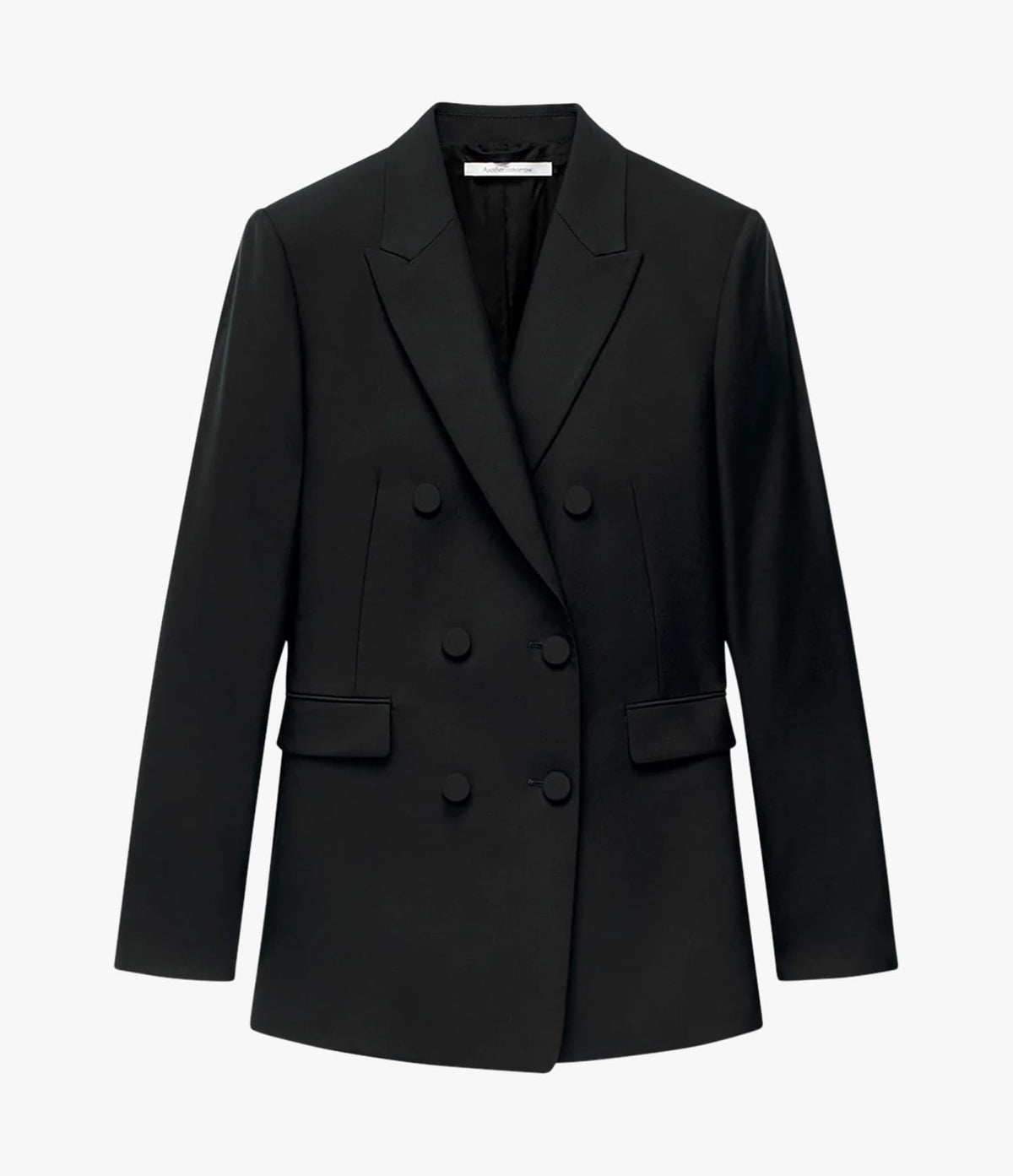 Another Tomorrow Double-Breasted Jacket in Black – Wool Women's Jacket