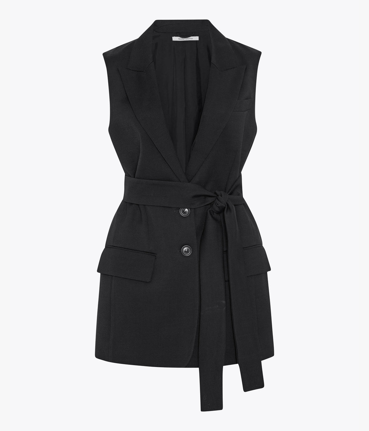 Another Tomorrow Easy Tie Vest in Black – Cotton Women's Jacket