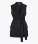Another Tomorrow Easy Tie Vest in Black – Cotton Women's Jacket