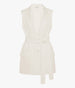 Another Tomorrow Easy Tie Vest in Off White – Cotton Women's Jacket