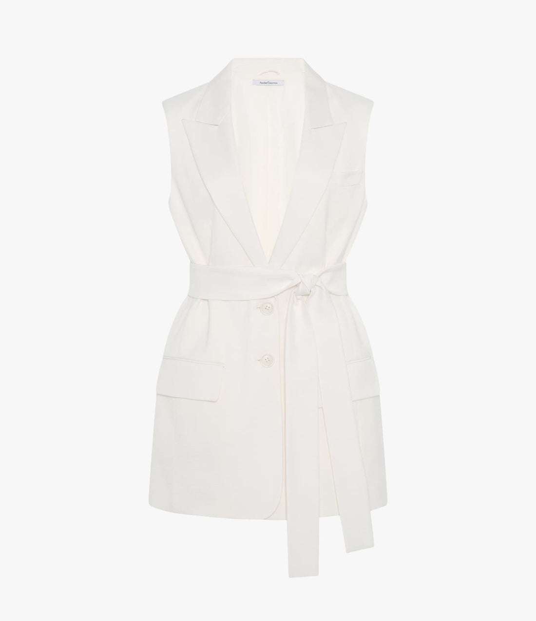 Another Tomorrow Easy Tie Vest in Off White – Cotton Women's Jacket