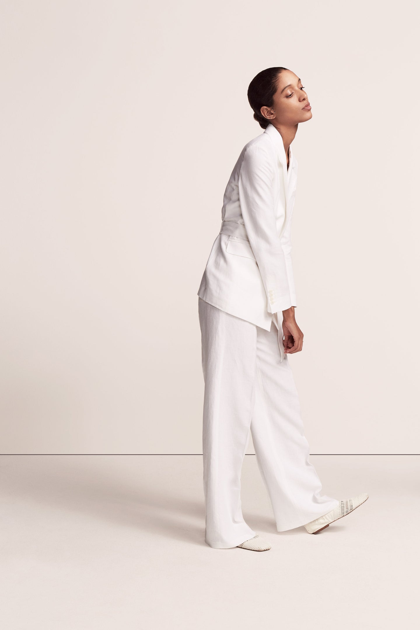 Another Tomorrow Summer Jacket in White – Linen Women's Jacket