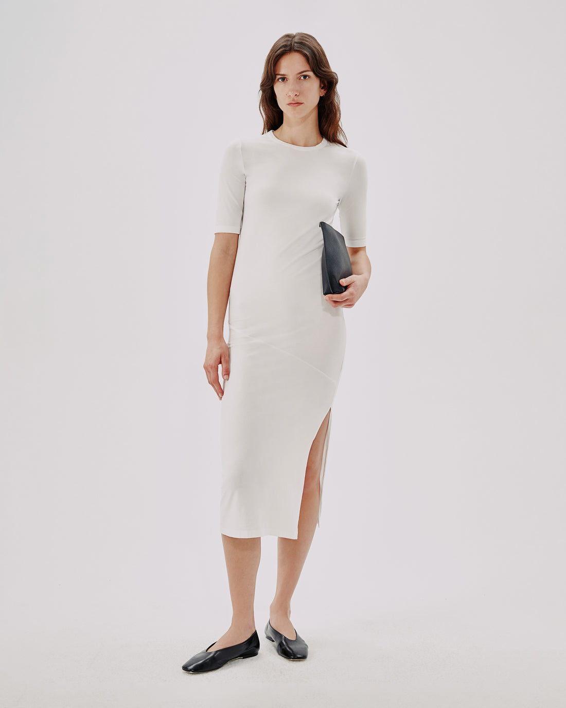 elbow sleeve cocktail dress Gathered Elbow Sleeve Short Dress in Black Reistor