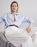 Another Tomorrow Oversized Men's Shirt in Blue Stripe – Cotton