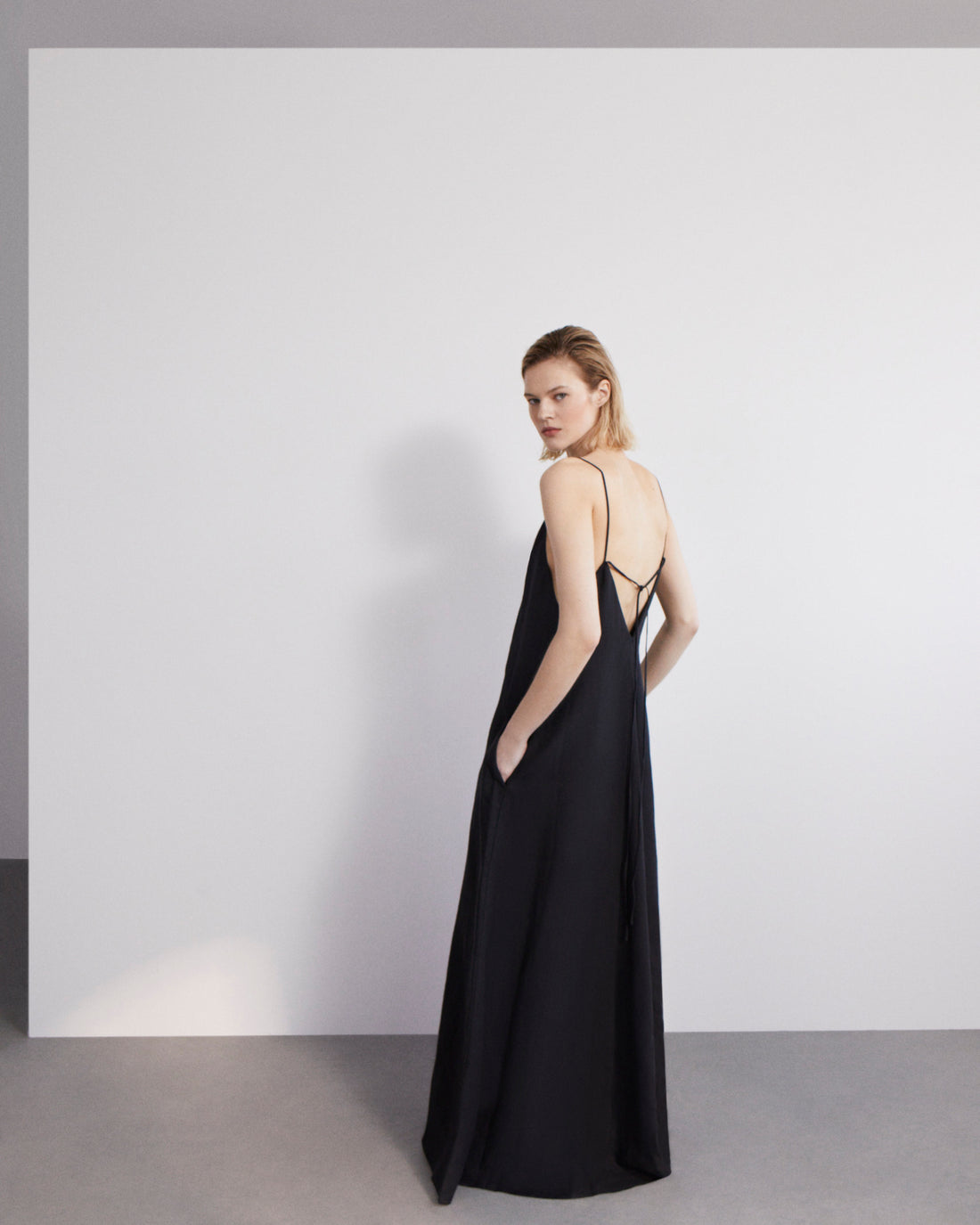 Another Tomorrow Seamed Slip Dress | Black Size 46 Another Tomorrow Seamed Slip Dress | Black Size 46