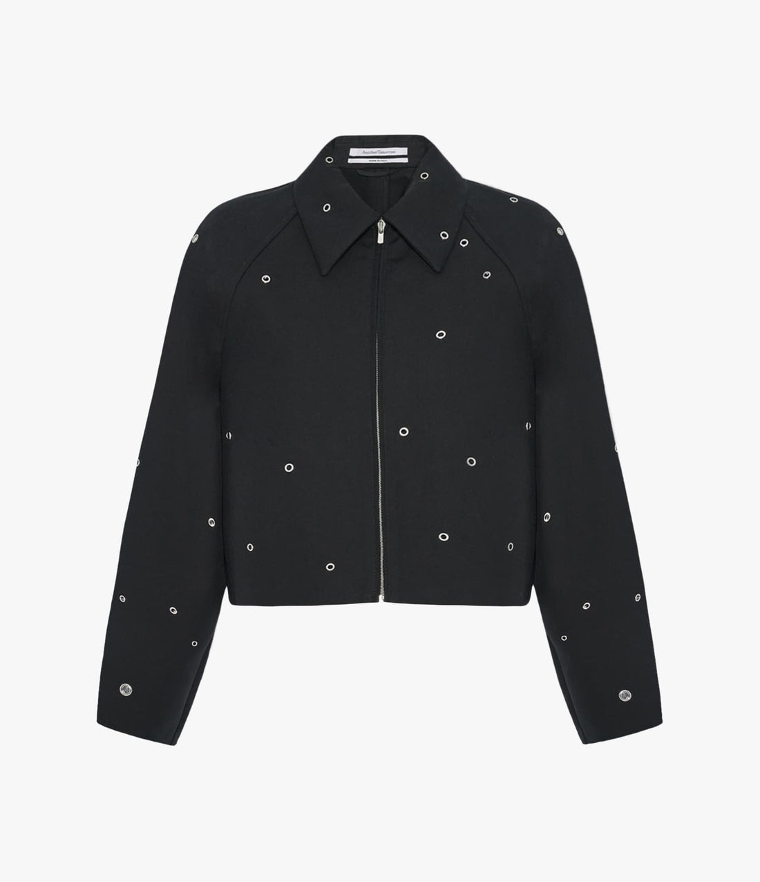 Another Tomorrow Eyelet Cropped Jacket in Black – Cotton Women's Jacket