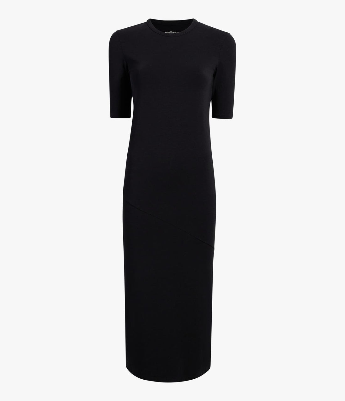 Another Tomorrow Elbow Sleeve Dress in Black – Cotton Women's Dress