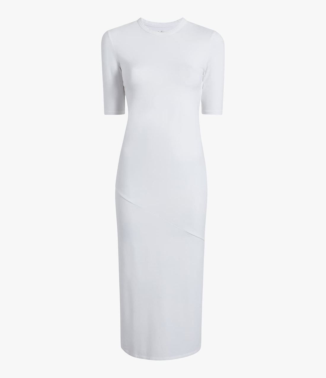 Another Tomorrow Elbow Sleeve Dress in White – Cotton Women's Dress