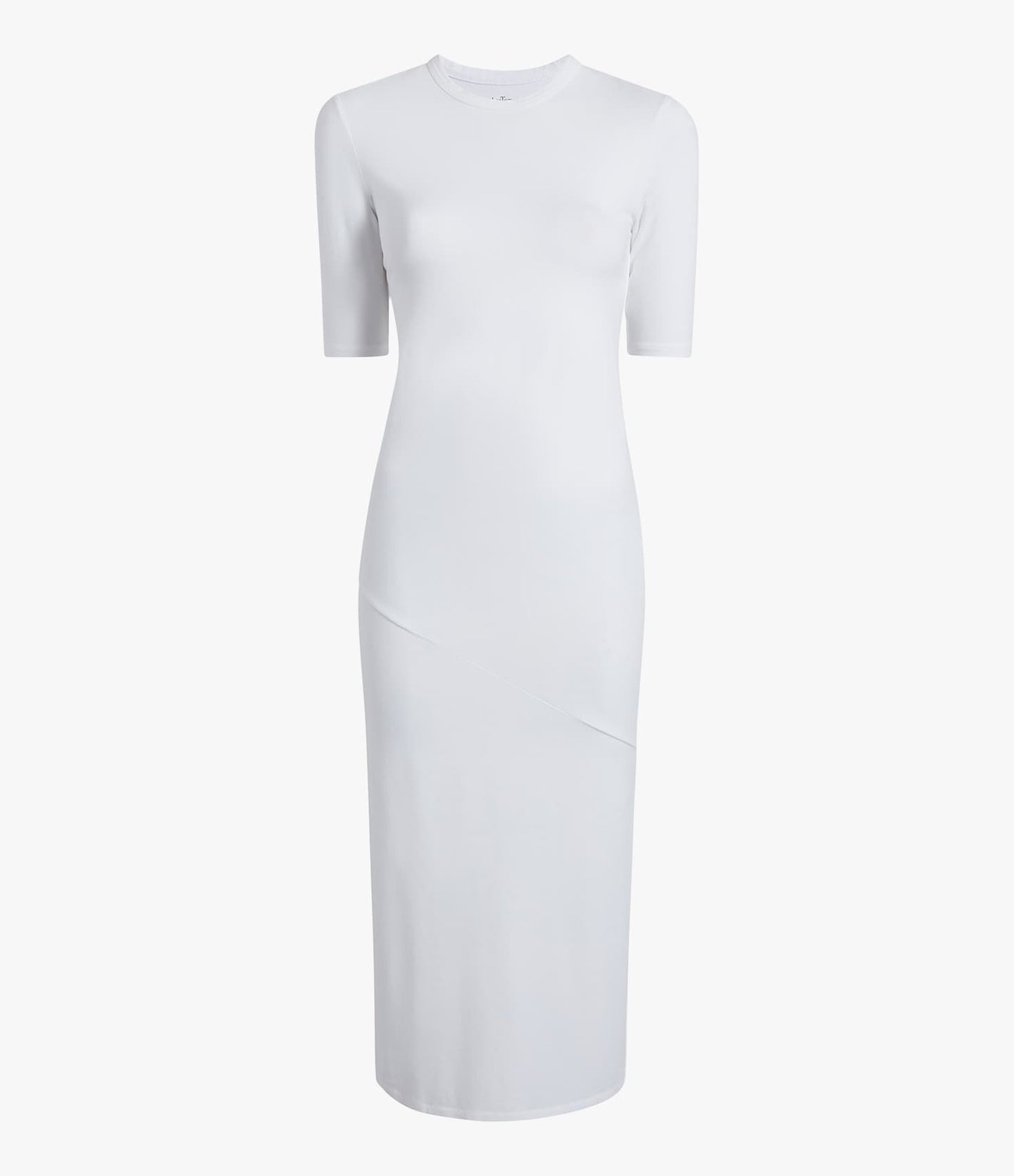 Another Tomorrow Elbow Sleeve Dress in White – Cotton Women's Dress