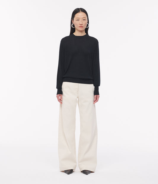 Another Tomorrow Featherweight Crew in Black – Wool