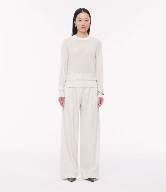 Another Tomorrow Featherweight Crew in Off White – Wool