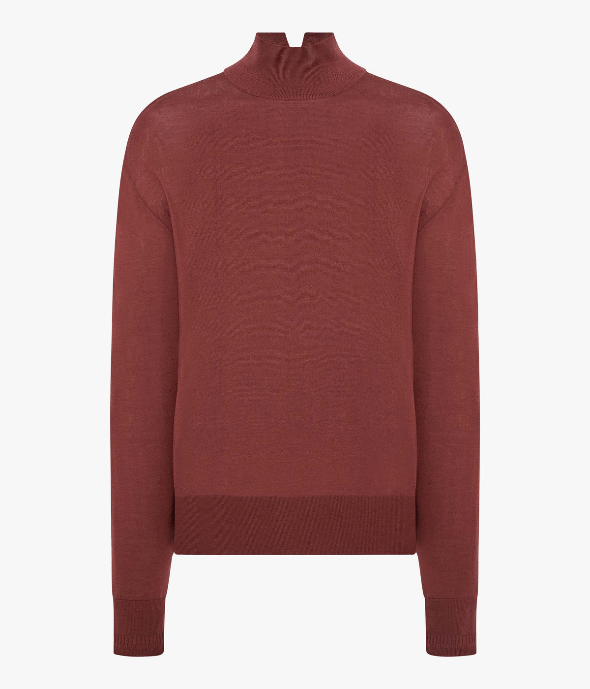 Another Tomorrow Featherweight Turtleneck in Cinnamon – Wool Women's Knitwear