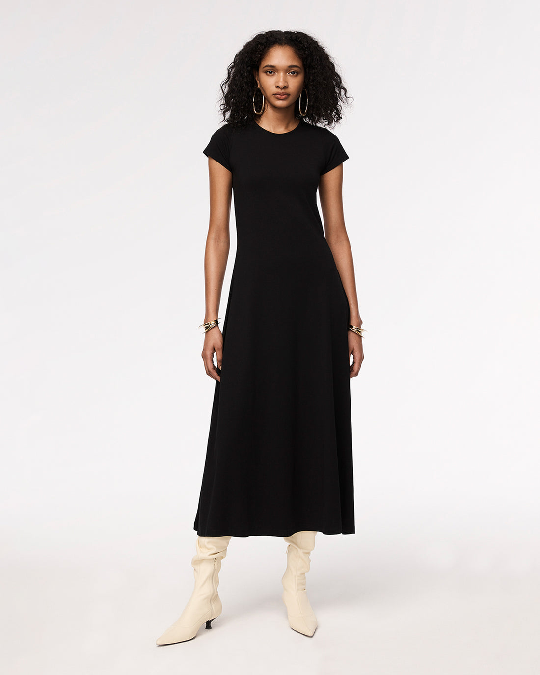 Fitted Tee Dress | Black Another Tomorrow Fitted Tee Dress | Black Another Tomorrow