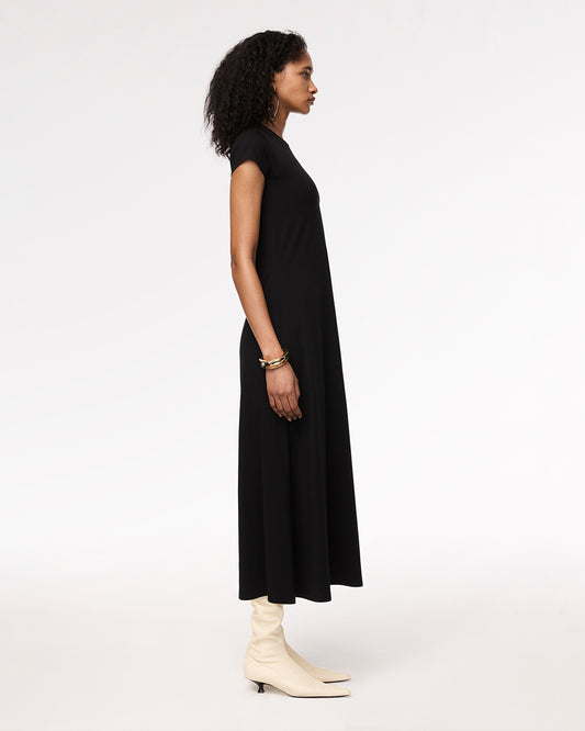 Another Tomorrow Fitted Tee Dress in Black – Cotton Women's Dress
