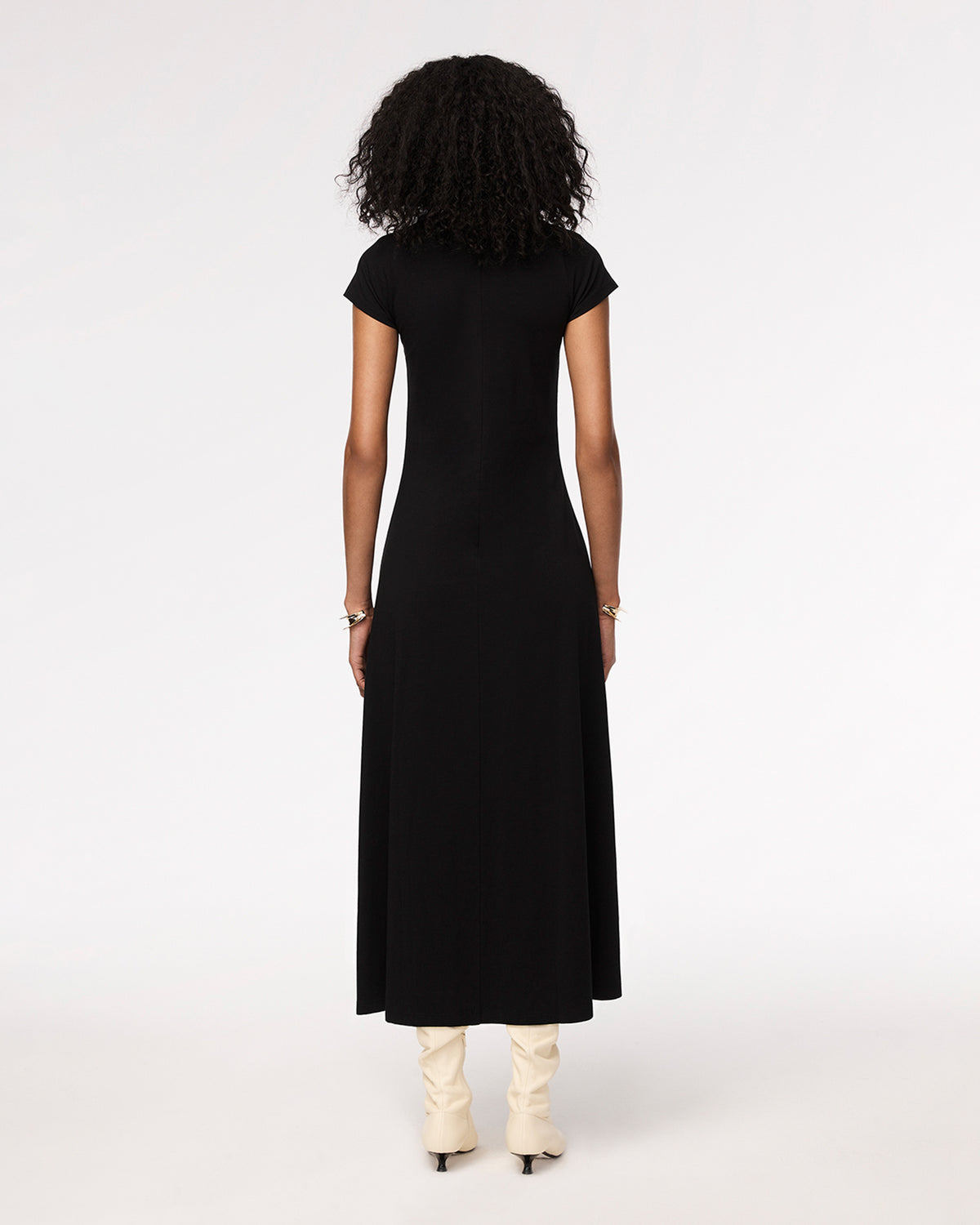 Another Tomorrow Fitted Tee Dress in Black – Cotton Women's Dress