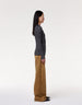Another Tomorrow Fitted Long Sleeve Knit in Black/White – Viscose Women's Knitwear