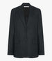 Another Tomorrow Flannel Relaxed Blazer in Charcoal Melange – Wool Women's Jacket