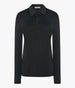 Another Tomorrow Fluid Long Sleeve Polo in Black – Jersey Women's Top