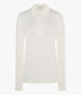 Another Tomorrow Fluid Long Sleeve Polo in Off White – Jersey Women's Top