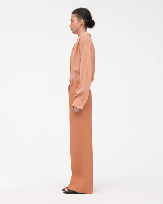 Another Tomorrow Fluid Trouser in Clay – Viscose Women's Trousers