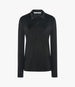 Another Tomorrow Fluid Long Sleeve Polo in Black – Jersey Women's Top