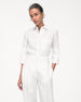 Another Tomorrow Linen French Cuff Blouse in Off White – Linen Women's Top